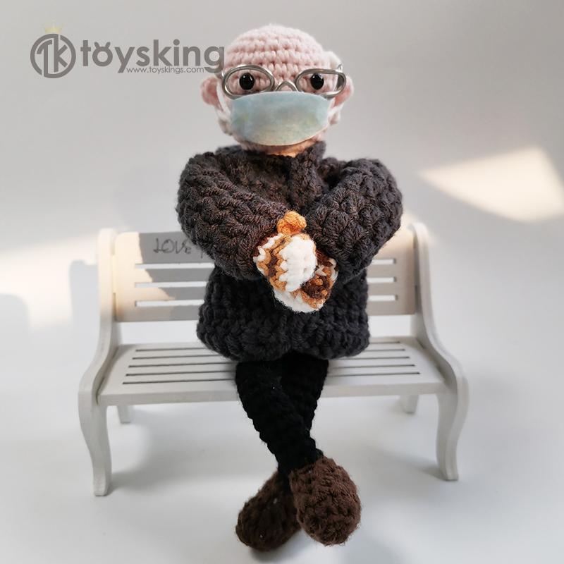 PROMOTOPM USD$6.8 100% Handmade Yarn Crochet Amigurumi Bernie Sanders Mittens Doll Toys Finished Product