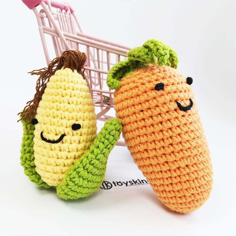 Crochet Food Baby Rattle Corn Carrot