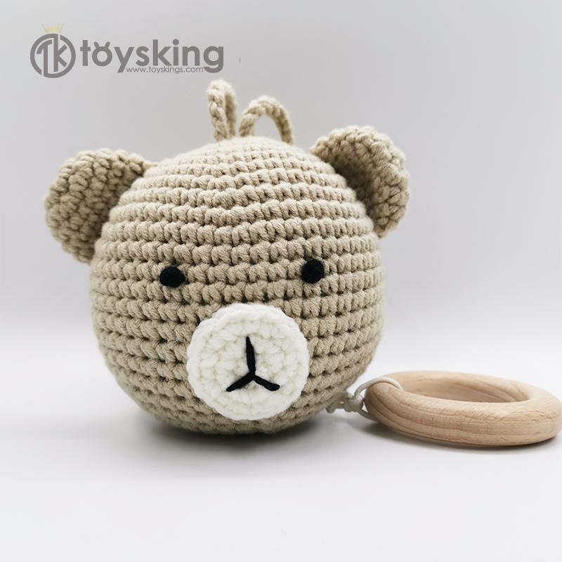 Bear Crochet toy with Pull string Music Box Toy